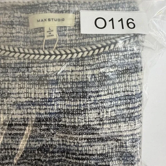 Max Studio Tweed Fit Flare Dress Short Sleeve Textured Blue White Black Sz L NWT - Picture 8 of 8